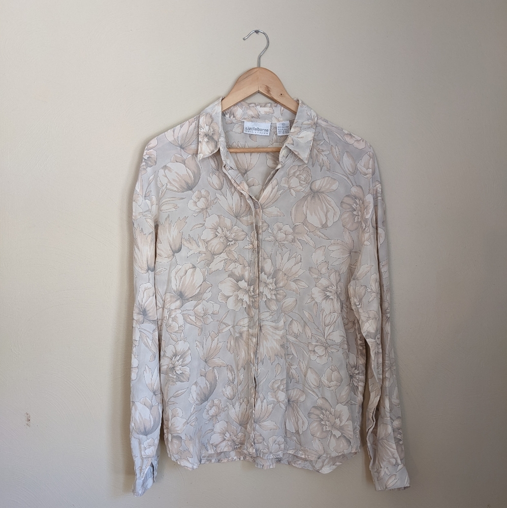 Vintage Liz Claiborne 100% Silk Button Down Blouse